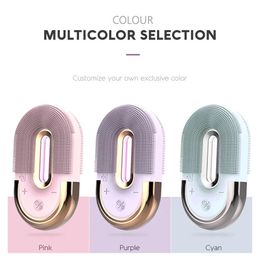 Electric Facial Cleansing Brush Silicone Sonic Face Cleaner Deep Pore Cleaning Skin Massager EMS Color Ligh 240425