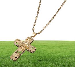 Gold Color Flower Leaf Cross Pendant Necklace Jewelry Eterner Life Flower Religious Jewelry8333363