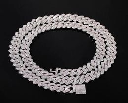 13MM Iced Cuban Link Prong Chain 14K White Gold Plated 2 Row Diamonds Necklace Cubic Zirconia Jewelry 1624inch Length66808142246408