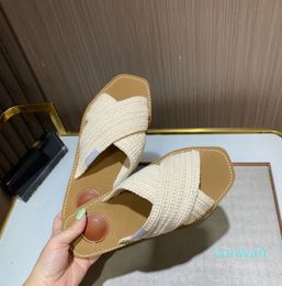 Designer Sandals Cross Colour patchwork braided Flat slippers woody Sandals Flat Sandals Women Dressy Summer Flat Slippers Beach Party Fashion