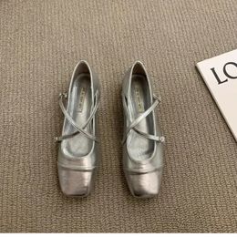Square Toe Mid Heel Mary Janes Buckle Strap Square Heel Ladies Shoes on Sale 2024 Spring Cross-tied Solid Fashion Pumps 240415