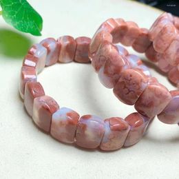 Decorative Figurines Good Sale Natural 10 14mm Red Cherry Blossom Agate Crystal Healing Bangle Bracelet Fashion Jewellery Gift For Friends