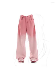 Women's Jeans Women Pink Baggy Streetwear Vintage 90s Y2k Fashion High Waist Straight Denim Trouser Korean Loose Wide Leg Pants Clothes