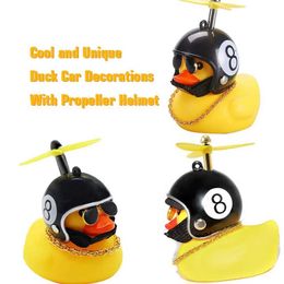 Baby Bath Toys Car Rubber Duck Toy With Helmet Dashboard Decorations Ornament Yellow Duck with Propeller Necklace