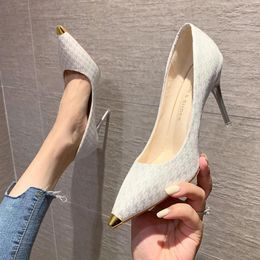 Dress Shoes Heels For Women 2024 Summer Bling Buckle Pointed Toe Thin Sexy Wedding Pumps Heeled Zapatos Mujer