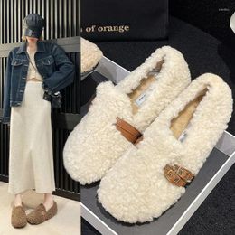 Casual Shoes 2024 Women's Winter Warm Outdoor Plush Design British Style White Snow Boots Ladies' Flats Fashion Light Soft
