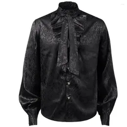 Men's Dress Shirts Mens Steampunk Vintage Shirt Medieval Victorian Renaissance Gothic Ruffled Drama Stage Men Long Sleeve Viking Costume