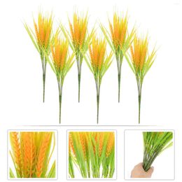 Decorative Flowers 6 Pcs Simulated Ears Of Wheat Living Room Decor Simulation Plastic Bouquet Paddy Decorations Dried Craft Dry Bedromroom