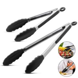 Utensils LMETJMA Premium Kitchen Tongs Silicone Cooking Tongs 9 12 inch BPA Free NonStick BBQ Cooking Grilling Locking Food Tongs KC0253