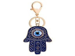 Creative Blue Eyes Keychain Purse Charms Crystal Rhinestone Key Chain Ring Fashion Holder Car Keyrings7619060