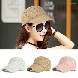 Berets Summer Women's Hollow Baseball Cap Breathable Knit Hat Holiday Mesh Adjustable Sun