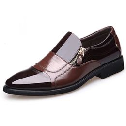 Men Oxford Business Shoes Soft Casual Leather Breathable Mens Pointy Loafers Flats Zip Slipon Driving 240417