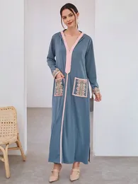 Ethnic Clothing Fashion Women Muslim Hooded Long Maxi Dress Dubai Abaya Turkey Kaftan Arabic Robe Djellaba Caftan Musulman Longue Vestidos