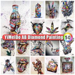 Sets Yimeido Poured Glue Tongue Graffiti Ab Diamond Painting Kit Lips Diamond Embroidery Handmade 5d Diy Mosaic Home Decor Gifts