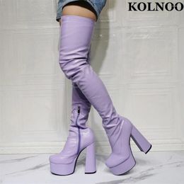 Boots Kolnoo Arrival Handmade Women Thigh High Sexy Platform Evening Club Prom Over Knee Pole Dance Fashion Xmas Shoes