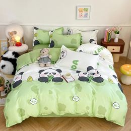 Kawaii Cartoon Polyester Bedding Set Double Sheet Soft 34pcs Bed Duvet Cover Queen King Size Comforter Sets 240424