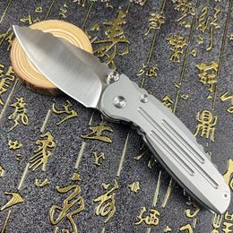 High Quality Tactical Folding Knife D2 Steel Satin Blade Steel Handle Camping Hunting EDC Pocket Knives