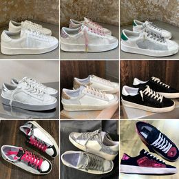 New Season Golden Women Sneakers Casual shoes Designer Sequin Classic White Do-old Dirty Stardan Leather Men shoe