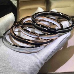 High Level Original Blgarry Designer Bangles 925 Sterling Silver High Version Black White Ceramic Bracelet for Both Men Women 18k Rose Gold Highend with Brand Logo