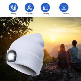 Cycling Caps USB Headlight LED Knitted Hat Detachable 3-Gear Brightness Beanie