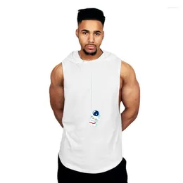 Men's Tank Tops Mens Pullover Hoodie Graphic Printed Summer Fashion Casual Breathable Hooded Singlets Vest 4 Colours