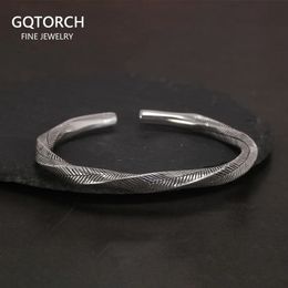 925 Sterling Silver Viking Cuff Bangles for Men and Women Antient Twisted Bracelet Fine Jewelry 240424