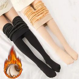 Women's Leggings Women Winter High Waist Solid Thermal Fleece Tights Thick Warm Velvet Thicken Stretchy Black Pantyhose Legging