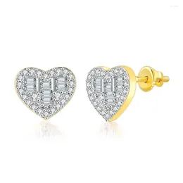 Stud Earrings Hip Hop Heart Crystal For Men Women Hippie Cubic Zircon Cartilage Party Jewelry Accessories Gift OHE130