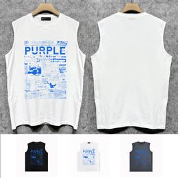 New designer Purple Brand high quality leisure fashion vest BPUR058 newspapers printed vest waistcoat R84W80 sleeveless Europe and the United States small trend