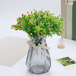 Decorative Flowers 5pcs Mini Artificial Flower Bouquet Simulation Green Plant Garden Ornament Wedding Party Decor Home Room Fake Decoration