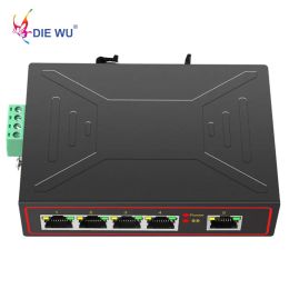 Switches Diewu 5 Ports Industrial Metal Case Ethernet Switch 10/100Mbps Rj45 Signal Strengthen Vlan Network Switch