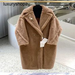 Maxmaras Coat Teddy Bear Womens Cashmere Coats Wool Winter 2024 22 Full Color Series m Family Fur Particle Camel Fleece Med