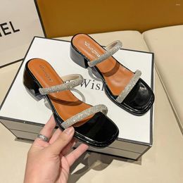 Dress Shoes Summer Product Round Head Square Root Crystal Fashion High Heel Women's Sandals Wholesale