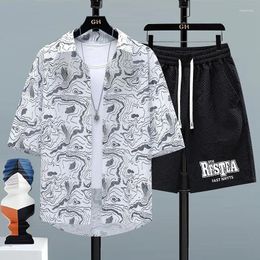 Men's Tracksuits 2024 Summer Focus Street Set Shirt Shorts Fashion Sportswear Casual Spring