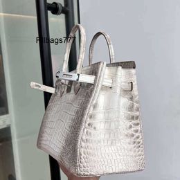 Genuine Leather Handbag BK 2024 Nile Crocodile Bag Himalayan Leather Bag Genuine Handheld Crocodile Skin Womens Bag