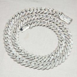 Hot Sale Jewellery Pass Diamond Tester 12mm Vvs Moissanite Diamond 925 Sterling Silver Iced Out Cuban Chain Necklace