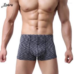 Underpants Men Boxer Shorts Seamless Breathable Underwear Elasticity Soft Boxers Man Striped Male Panties Plus Size