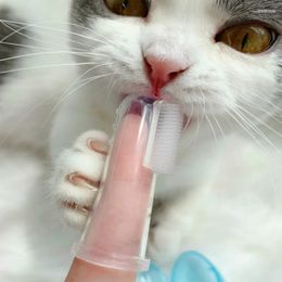 Dog Apparel Pet Set Finger Toothbrush Cat Latex Oral Cleaning Brushing