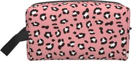 Storage Bags Black And White Leopard Travel Makeup Bag Large Capacity Cosmetic Waterproof Pink Pouch Toiletry Portable