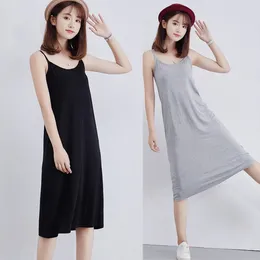 Women's Sleepwear Summer Nightgown Female Sling Pajamas Round Neck Solid Color Fresh Korean Students In Long Plus Size Home Clothes Sexy