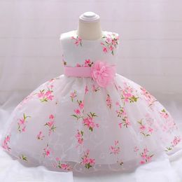 2023 Baby Kids 1st Birthday Fantasy Dress born Baptism Gown Infant Girls Party Flower Dresses Christmas Vestidos 240423