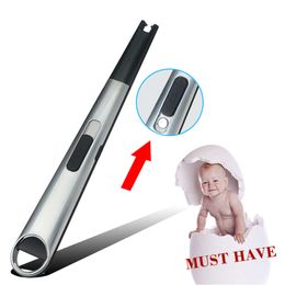 Top Quality Metal USB Rechargeable Long Electronic Spark Firework Lighter, Electric Lighter Candle With Hook