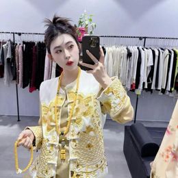 Ethnic Clothing 2024 Chinese Style Women Daily Embroidery Yellow Vest Set Early Spring Retro Button Up Shirt Two-piece Vintage Top
