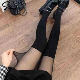 Sexy Socks patch work Colour womens pantyhose tight fitting fake long socks high black silk Japanese style JK Q2404271