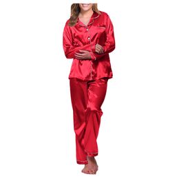 Elegant Satin Silk Pyjamas Sets Fashion Casual Women Lady Set Pyjama Sleepwear Nightwear Loungewear Homewear 240428