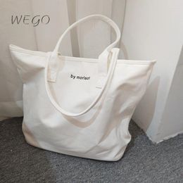 Evening Bags Solid Color Handbags White Black Zipper Canvas Bag High Capacity Handheld Women's Minimalist Letter Shoulder