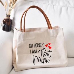 Shopping Bags Grandma Bag Mimi Gift Women Lady Canvas Tote Shoulder Handbag Beach Work Drop