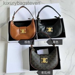 High Level Original Cellin Designer Bags Underarm Bag New Old Flower Layer Cowhide Handheld Crescent Bag Handheld Bag with Brand Logo