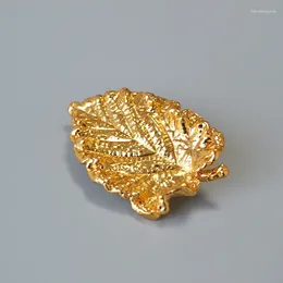 Brooches Three Dimensional 3D Design Tree Leaf Shape Gold Plated Brooch Brand Designer Trendy Jewellery