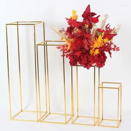 Party Decoration Gold-Plated Wedding Arch Geometric Flower Stand Home Shiny Metal Iron Rectangle Square Frame Backdrop